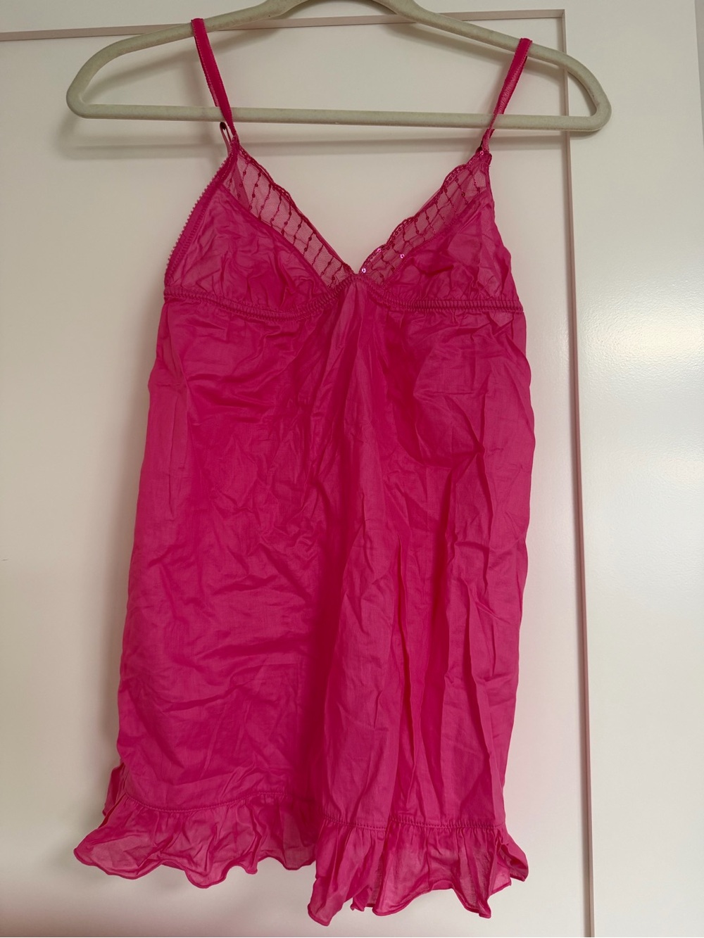 Victoria's Secret Hot Pink Lace-Trim Chemise